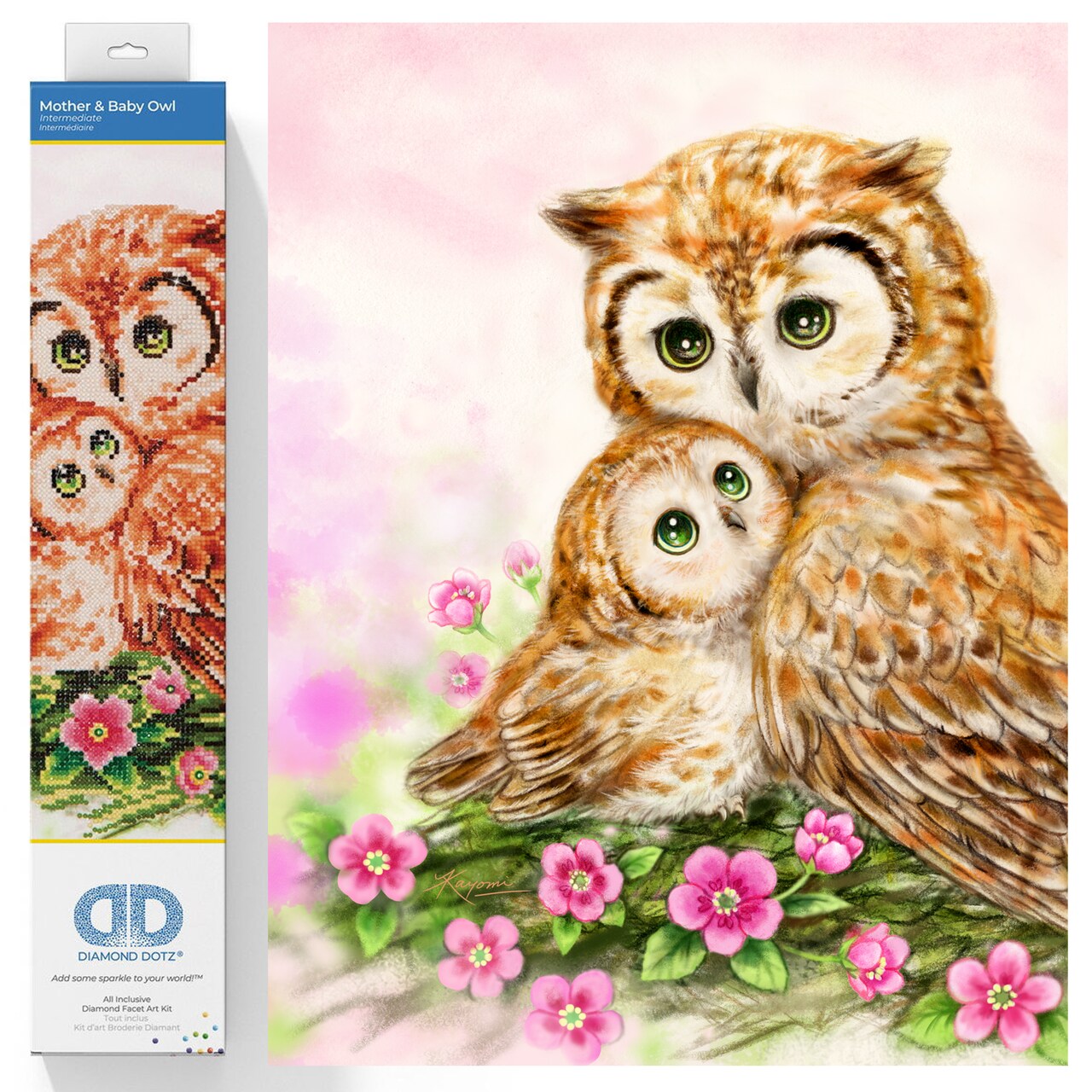 Diamond Dotz Mother & Baby Owl Diamond Painting Kits for Adults - Diamond Art Kits a Relaxing Creative Craft Kit with Dotz Gems 16.5x16.5
